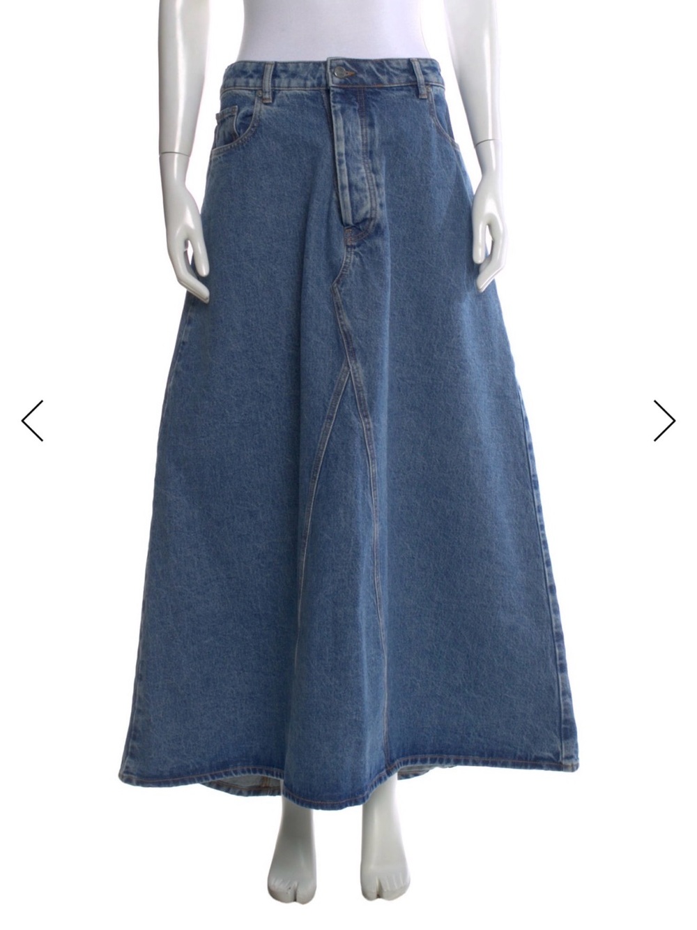Ganni Blue Denim Flared Maxi 100% organic cotton Skirt
